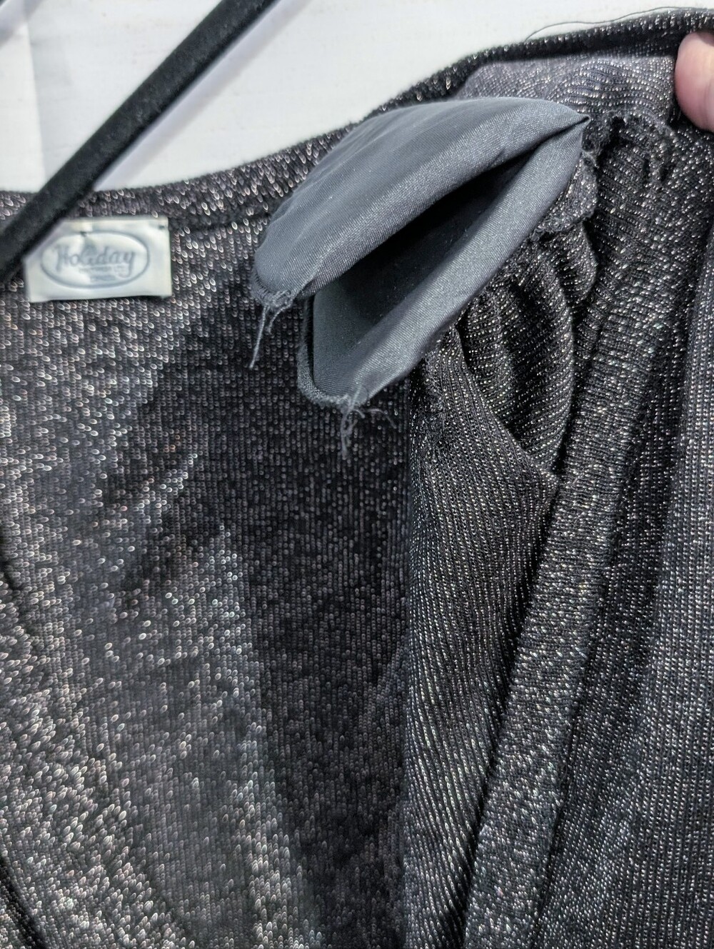 Vintage Holiday KnitwearSparkle Open-Front Black Cropped Sweater Cardigan Bolero - Picture 6 of 9